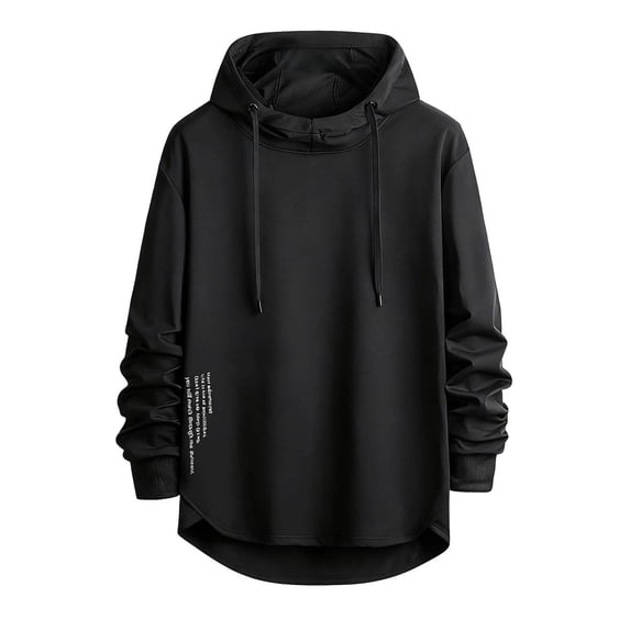 IYTR Mens Sweatshirt Hoodie Solid Color Lightweight Long Sleeve Hoodie Casual Workout Running Gym Sweatshirt (Black,M)