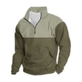 thumbnail image 1 of IYTR Mens Sweatshirts Vintage Pattern Western Sweatshirt Fall/Winter Fashion Solid Color Long Sleeve Sweatshirts Casual Zipper Stand-Up Collar Army Green XL, 1 of 4