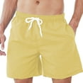 thumbnail image 1 of IYTR Mens Swim Shorts Summer Elastic Waist Drawstring Quick Dry Beach Shorts Casual Solid Color Sport Shorts with Pocket Yellow L, 1 of 7