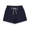 thumbnail image 1 of IYTR Mens Swim Trunks Summer Solid Color Breathable Dry Quick Beach Shorts Workout Sports Drawstring Elastic Waist Shorts With Pockets Navy L, 1 of 3