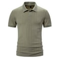 thumbnail image 1 of IYTR Mens T Shirt Casual Solid Color Summer Fashion Short Sleeve T Shirts 4-button Turndown Collar Slim Sports Shirts Comfy Khaki L, 1 of 4