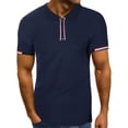 thumbnail image 1 of IYTR Mens T Shirts Comfy Casual Solid Color Short Sleeve Summer T Shirts Outdoor Sport Fitness Shirts Zipper Round Neck Navy XXXL, 1 of 4