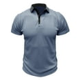 thumbnail image 1 of IYTR Mens T Shirts Summer Fitness Sport Daily Shirts Solid Color Comfy Casual Fashion Turndown Collar Short Sleeve T Shirts Blue L, 1 of 6