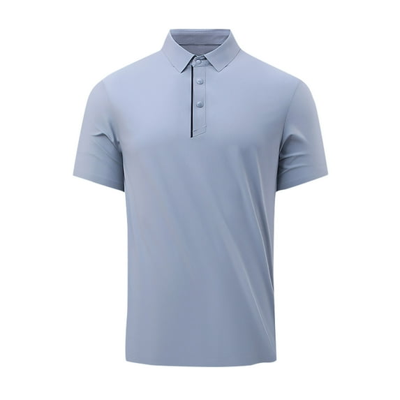 IYTR Mens T Shirts Summer Casual Comfy Solid Color Fashion Short Sleeve T Shirts Button Up Lapel Daily Outdoor Leisure Athletic Shirts Gray XXXXL