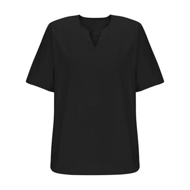 IYTR Mens T Shirts Summer Fashion Solid Color Short Sleeve T Shirts Casual Pullover V Neck Tee Shirts Leisure Workout Shirts Black M