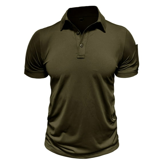 IYTR Mens T Shirts Summer Fitness Sport Daily Shirts Solid Color Comfy Casual Fashion Turndown Collar Short Sleeve T Shirts Green L