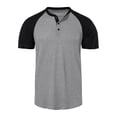 thumbnail image 1 of IYTR Mens T Shirts Summer Patchwork Short Sleeve T Shirts Fashion 3-button Round Neck T-shirts Classic Outdoor Athletic T-shirts Dark Gray XXL, 1 of 5