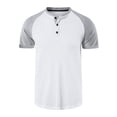 thumbnail image 1 of IYTR Mens T Shirts Summer Patchwork Short Sleeve T Shirts Fashion 3-button Round Neck T-shirts Classic Outdoor Athletic T-shirts White L, 1 of 4