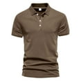thumbnail image 1 of IYTR Mens T Shirts Summer Solid Color Short Sleeve T Shirts Fashion 3-button Lapel T-shirts Comfy Daily Office Shirts Brown XXL, 1 of 5
