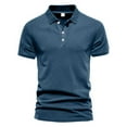 thumbnail image 1 of IYTR Mens T Shirts Summer Solid Color Short Sleeve T Shirts Fashion 3-button Lapel T-shirts Comfy Daily Office Shirts Dark Blue M, 1 of 5