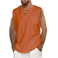 thumbnail image 1 of IYTR Mens Tank Tops Linen Tie Pocket Tank Tops Summer Sleeveless Sports Solid Color Vest V-Neck Tops Orange XXXXXL, 1 of 5