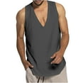 thumbnail image 1 of IYTR Mens Tank Tops Sports Loose Comfy Summer Solid Color V-Neck Vest Sleeveless Tank Tops Dark Gray XXL, 1 of 7