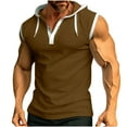 thumbnail image 1 of IYTR Mens Tank Tops Summer Casual Color Matching Comfy Fashion Sleeveless T Shirts Pullover Hooded Drawstring Sport Fitness Muscle Tee Shirts Coffee M, 1 of 6
