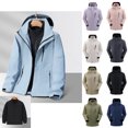 thumbnail image 1 of IYTR Mens Three-in-one Winter Warm Hooded Coat Solid Color Long Sleeve Zipper Hooded Neck Jacket Plus Size Loose Thickened Warm Jackets with Pockets White M, 1 of 7