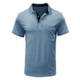 thumbnail image 1 of IYTR Mens Tops Short Sleeve Casual Lapel Buttons Shirt Solid Color Lightweight Blouses Summer T Shirt Light Blue XXXL, 1 of 3