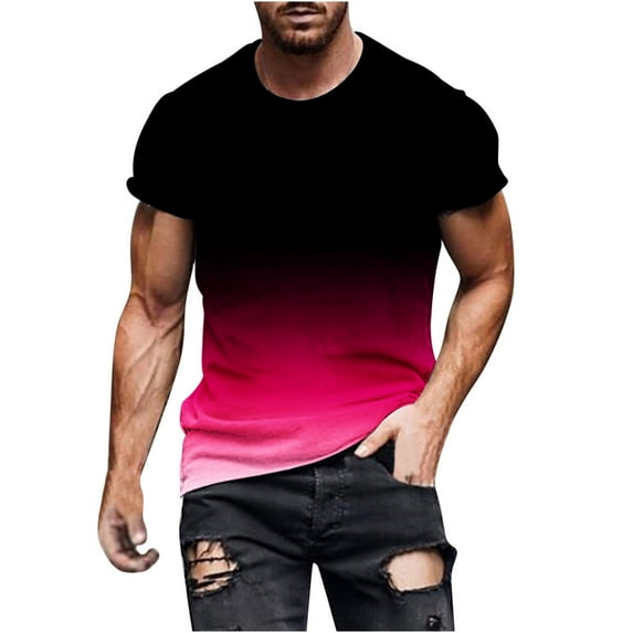 IYTR Mens Tshirts Summer Fashion Gradient Color Sport Shirt Casual Short Sleeve Round Neck Pullover Athletic Shirt