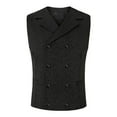 thumbnail image 1 of IYTR Mens Two Breasted Suit Vest Solid Color Button-up Lapel Coat Sleeveless Jacket Business Casual Vest Jacket with Pocket Black M, 1 of 5