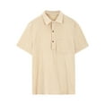thumbnail image 1 of IYTR Mens Vintage Leisure Work Shirts With Pocket Fashion Lapel Button Down Casual Solid Color Summer Comfy Short Sleeve Shirts Regular Fit T-shirts Khaki S, 1 of 7