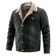 thumbnail image 1 of IYTR Mens Winter Jacket Button-up Turndown Collar Solid Color Long Sleeve Jacket Lambswool Padded Denim Jacket Warm Coat with Pocket Black M, 1 of 5