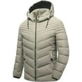 thumbnail image 1 of IYTR Mens Winter Jacket Casual Thicken Warm Jacket with Pocket Solid Color Zipper Hooded Neck Long Sleeve Jacket Khaki L, 1 of 3