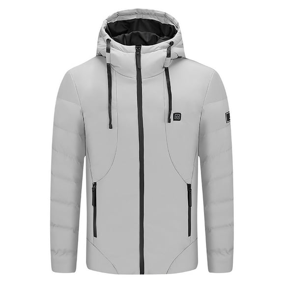 IYTR Mens Winter Jacket Fashion Warm Tops Coats with Pocket Long Sleeve Jacket Zipper Hooded Draswtring Solid Color Gray XXXXXXL