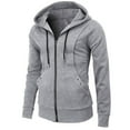 thumbnail image 1 of IYTR Mens Winter Jacket Leisure Sweater Fleece Cardigan Hooded Jackets with Pocket Solid Color Long Sleeve Jacket Zipper Hooded Neck Gray M, 1 of 6