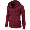 thumbnail image 1 of IYTR Mens Winter Jacket Leisure Sweater Fleece Cardigan Hooded Jackets with Pocket Solid Color Long Sleeve Jacket Zipper Hooded Neck Wine XL, 1 of 5