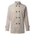 thumbnail image 1 of IYTR Mens Winter Jacket Long Sleeve Jacket Button Up Stand-Up Collar Fashion Double-breasted Windbreaker Coat with Pocket Solid Color Beige XL, 1 of 6