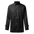 thumbnail image 1 of IYTR Mens Winter Jacket Long Sleeve Jacket Button Up Stand-Up Collar Fashion Double-breasted Windbreaker Coat with Pocket Solid Color Black XXXL, 1 of 6