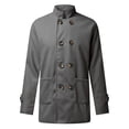 thumbnail image 1 of IYTR Mens Winter Jacket Long Sleeve Jacket Button Up Stand-Up Collar Fashion Double-breasted Windbreaker Coat with Pocket Solid Color Gray XL, 1 of 6