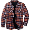 thumbnail image 1 of IYTR Mens Winter Jacket Long Sleeve Jacket Plus Velvet Shirts Warm Coats with Pocket Button-up Turndown Collar Plaid Orange M, 1 of 5