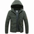 thumbnail image 1 of IYTR Mens Winter Jacket Long Sleeve Jacket Solid Color Zipper Hooded Neck Casual Padded Jacket with Pocket Army Green XXXL, 1 of 3