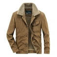 thumbnail image 1 of IYTR Mens Winter Jacket Long Sleeve Jacket Solid Color Zipper Turndown Collar Loose Plus Velvet Padded Warm -Padded Jacket with Pocket Brown XXL, 1 of 6