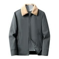 thumbnail image 1 of IYTR Mens Winter Jacket Long Sleeve Jacket Solid Color Zipper Turndown Collar Loose Plus Velvet Padded Warm -Padded Jacket with Pocket Gray M, 1 of 5