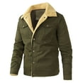 thumbnail image 1 of IYTR Mens Winter Jacket Long Sleeve Jacket Solid Color Zipper Turndown Collar Loose Plus Velvet Padded Warm -Padded Jacket with Pocket Green M, 1 of 4