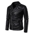thumbnail image 1 of IYTR Mens Winter Jacket Long Sleeve Jacket Zipper Stand-up Collar Warm Leather Jacket Coats with Pocket Solid Color Black XXXL, 1 of 6