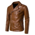 thumbnail image 1 of IYTR Mens Winter Jacket Long Sleeve Jacket Zipper Stand-up Collar Warm Leather Jacket Coats with Pocket Solid Color Yellow XXXL, 1 of 6