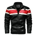 thumbnail image 1 of IYTR Mens Winter Jacket Patchwork Long Sleeve Jacket Zipper Turndown Collar Fashion Warm Leather Coats with Pocket Black L, 1 of 5