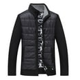 thumbnail image 1 of IYTR Mens Winter Jacket Plus Velvet Padded Warm Knit Coats with Pocket Long Sleeve Jacket Zipper Stand-up Collar Patchwork Black XXXL, 1 of 6