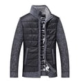 thumbnail image 1 of IYTR Mens Winter Jacket Plus Velvet Padded Warm Knit Coats with Pocket Long Sleeve Jacket Zipper Stand-up Collar Patchwork Gray XL, 1 of 6