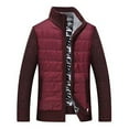 thumbnail image 1 of IYTR Mens Winter Jacket Plus Velvet Padded Warm Knit Coats with Pocket Long Sleeve Jacket Zipper Stand-up Collar Patchwork Red XXXL, 1 of 6