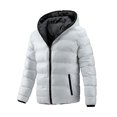thumbnail image 1 of IYTR Mens Winter Jacket Reversible Hooded Collar Jacket with Pocket Solid Color Long Sleeve Jacket Zipper Hooded Neck White M, 1 of 5
