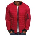 thumbnail image 1 of IYTR Mens Winter Jacket Solid Color Comfy Keep Warm Down Jacket with Pocket Long Sleeve Jacket Zipper Stand-Up Collar Red L, 1 of 5