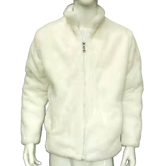 IYTR Mens Winter Jacket Solid Color Long Sleeve Jacket Zipper Stand-Up Collar Leisure Warm Cardigan Lumius Winter Jacket with Pocket White L