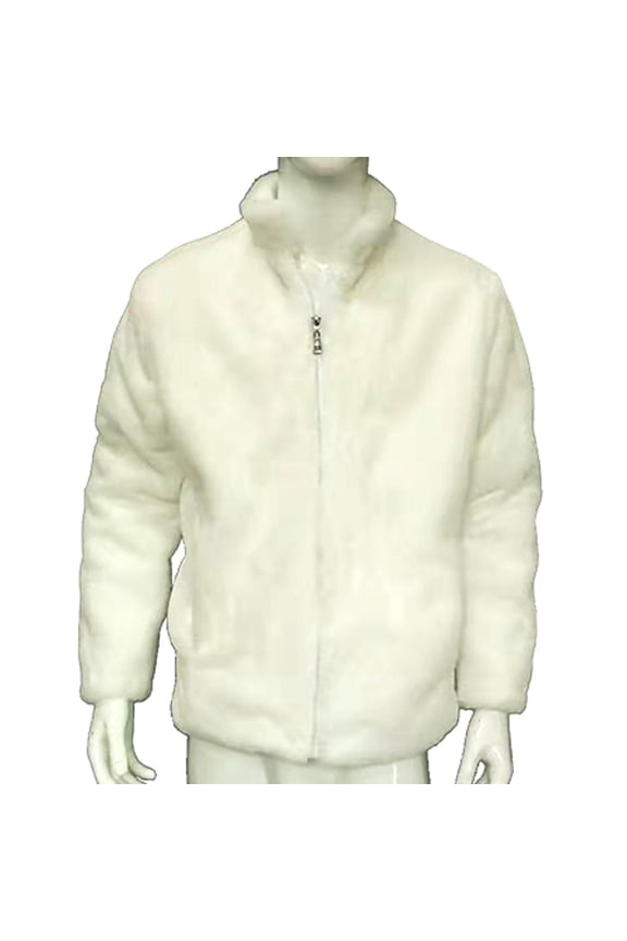 Mens Winter Jacket Solid Color Long Sleeve Jacket Zipper Stand-Up Collar Leisure Warm Cardigan Lumius Winter Jacket with Pocket White M