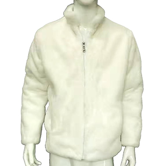 IYTR Mens Winter Jacket Solid Color Long Sleeve Jacket Zipper Stand-Up Collar Leisure Warm Cardigan Lumius Winter Jacket with Pocket White XXXL