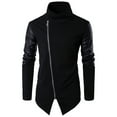 thumbnail image 1 of IYTR Mens Winter Jacket Solid Color Long Sleeve Jacket Zipper Stand-up Collar Fashion Irregular Hem Slim Sweater Coat Black XXL, 1 of 6
