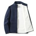thumbnail image 1 of IYTR Mens Winter Jacket Solid Color Long Sleeve Jacket Zipper Stand-up Collar Fashion Plus Velvet Padded Warm Jacket Coats with Pocket Blue M, 1 of 6