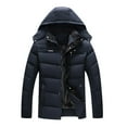 thumbnail image 1 of IYTR Mens Winter Jacket Solid Color Zipper Hooded Neck Long Sleeve Jacket Leisure Thickening Jacket with Pocket Dark Blue XL, 1 of 3