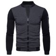 thumbnail image 1 of IYTR Mens Winter Jacket Warm Short Cardigan Coat with Pocket Solid Color Long Sleeve Jacket Zipper Stand-up Collar Gray XL, 1 of 6